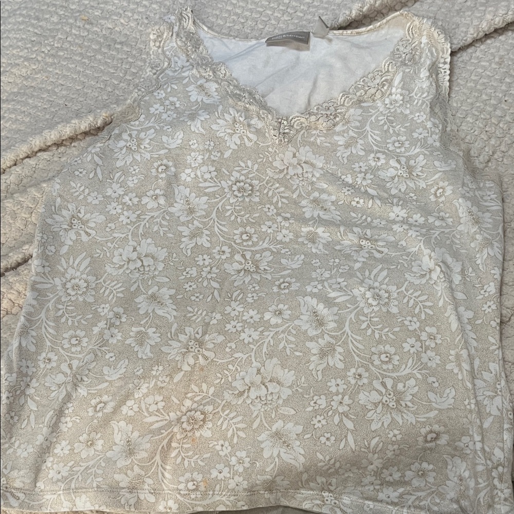 Croft & Barrow Cream Floral Camisole Women’s Large